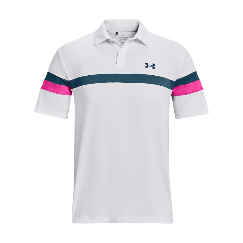 Under Armour | 1377379-100 | Blocked Polo | White / Rebel Pink / Static