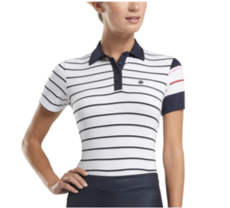 G/Fore | G4LS21K05 | Ladies Contrast Sleeve Polo | Onyx/Snow