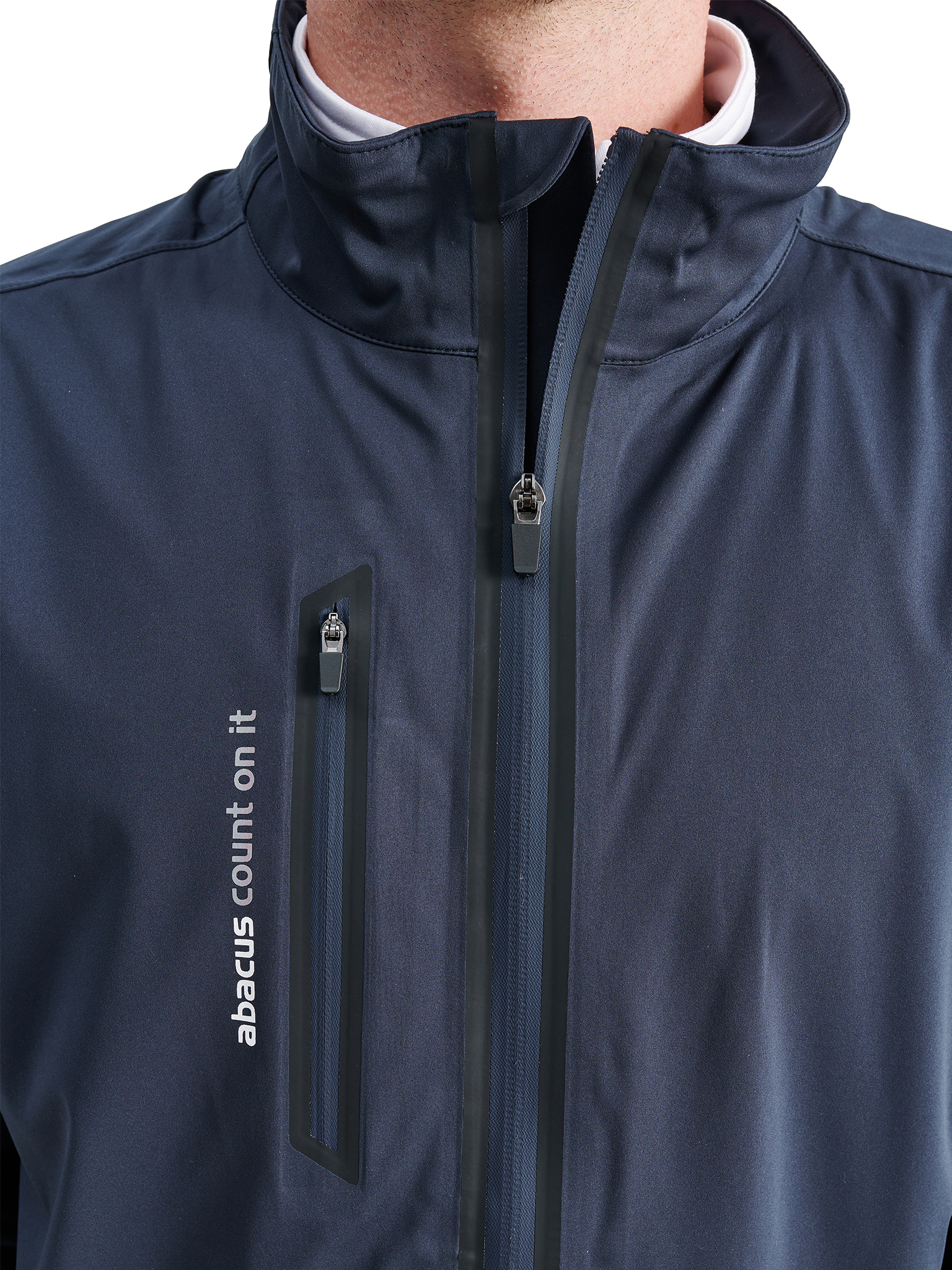 Abacus | 6080 | Bounce Stretch Rainjacket Mens | Navy | close up
